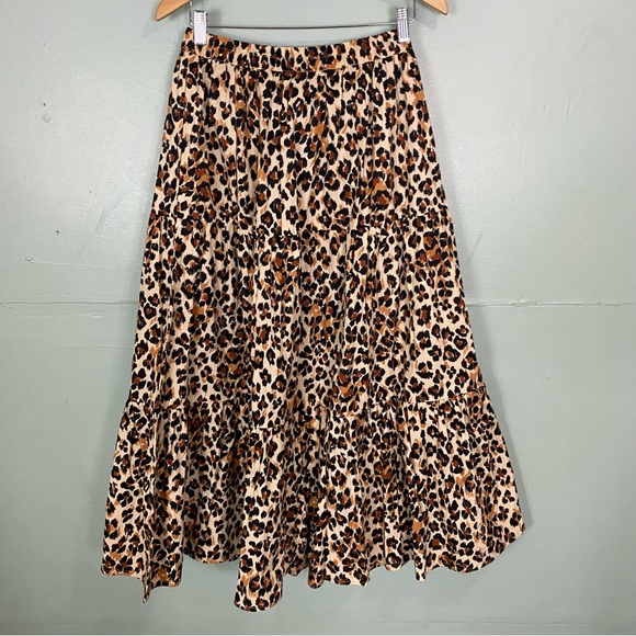 Mille Paola Maxi Skirt Cheetah Brown Black Pull On XL - Picture 3 of 5